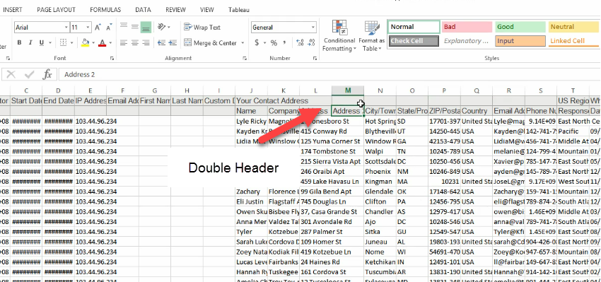 double header in surveymonkey csv